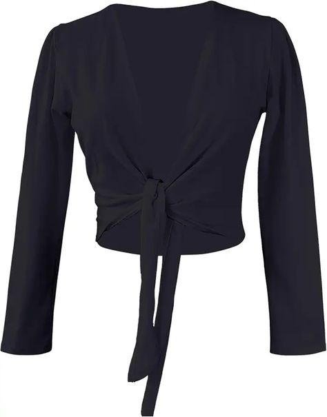 Amazon.com: Womens Tie Front Jackets Ballet Wrap Top, Cardigan Shrug, Dress With Shawl, Dance Tops, Training Clothes, Shrug Cardigan, Womens Tie, Sweater Material, Cotton Cardigan