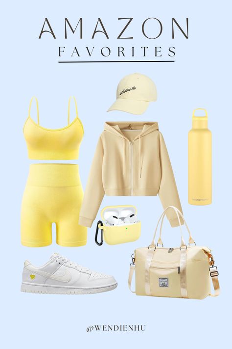 pastel yellow workout outfit, yellow workout aesthetic, yellow workout set, yellow workout shorts outfit, yellow workout legging outfit, yellow workout outfit aesthetic, amazon finds, airpod max aesthetic outfit, amazon workout clothes, amazon workout outfit women, amazon workout sets, amazon workout clothes, yellow gym bag, yellow duffle bag, nike dunk low women, yellow nike dunk low, yellow stanley tumbler, nike socks, yellow nike hat, pastel yellow workout outfit, yellow workout aesthetic Yellow Gym Aesthetic, Yellow Workout Outfit, Yellow Gym Outfit, Yellow Stanley, Airpod Max Aesthetic, Baddie Workout, Amazon Workout Sets, Trio Outfits, Trendy Athletic Outfits