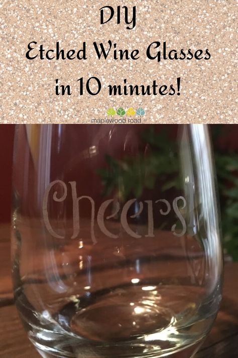 Etch Glass Diy, Wine Glass Etching, Personalized Wine Glasses Diy, Monogrammed Wine Glasses, Wine Glass Gifts Ideas, Cricut Wine Glasses, Monogram Wine Glasses, Etching Projects, Glass Etching Diy