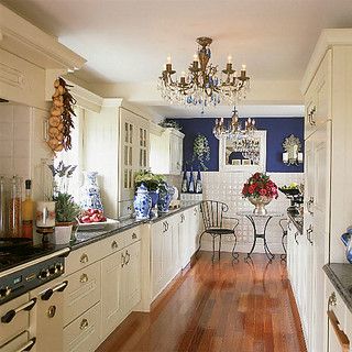 blue and white kitchen | kimsta_75 | Flickr White Galley Kitchens, White Galley Kitchen, Blue White Kitchens, Galley Kitchen Design, Blue White Decor, Galley Kitchen, Kitchen Decorating, Blue Kitchens, Decoration Inspiration