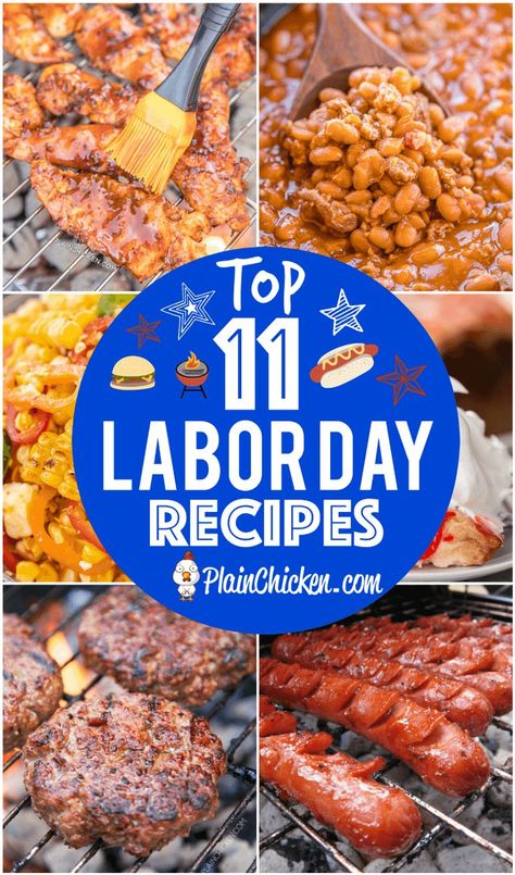 Top 11 Labor Day Recipes - send summer out with a blast! 11 of our tried and true recipes that are guaranteed to make your Labor Day cookout a hit! Main dishes, side dishes and dessert. #laborday #grilling #sidedish #dessert Labor Day Cookout, Labor Day Recipes, Hamburger Cupcakes, Bbq Dessert, Summer Food Party, Tried And True Recipes, Plain Chicken, Summer Cookouts, Cookout Food