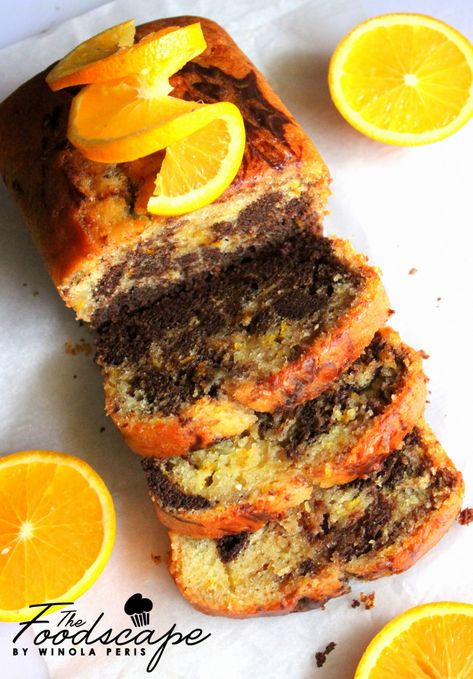 Chocolate Marble Loaf Cake, Marble Loaf Cake, Marble Loaf, Chocolate Marble Cake, Kek Lapis, Marble Cake Recipes, Fruit Lunch, Orange Chocolate Cake, Orange Cake Recipe