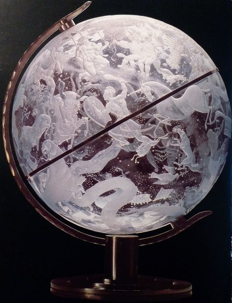 Edward Hald (Swedish, 1883-1980), Orrefors, "Sky Globe" Engraved Glass, 1920. Swedish painter, graphic and first and foremost glass-artist. Tattoo Tree, Armillary Sphere, Image Composition, Globe Art, Glass Engraving, Art Of Glass, Gorgeous Glass, Glass Ceramic, Glass Artists