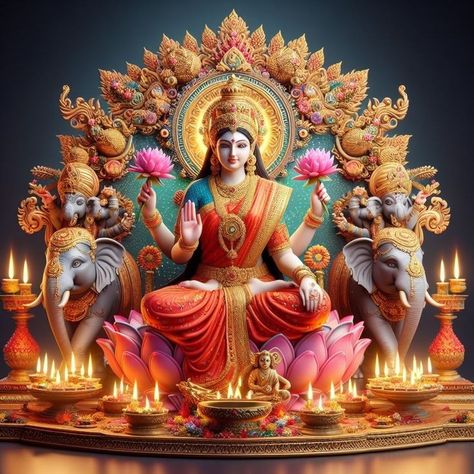 Maha Laxmi Goddesses, Mata Laxmi, Shakthi Devi, Ganesha Art Illustration, Laxmi Maa, Laxmi Mata, Lakshmi Mata, Laxmi Puja, Maha Lakshmi