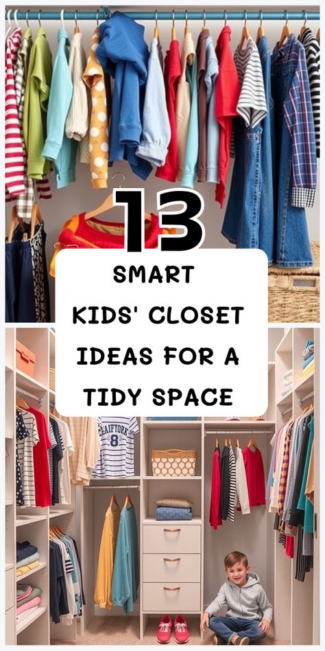 Achieve a clutter-free closet with these 13 easy-to-follow kids’ organization ideas that suit any style or budget. Dresser In Kids Closet, Children Closet Organization, Toddler Girl Closet Organization, Small Kids Closet, Kids Organization Ideas, Kid Closet Organization, Childrens Clothes Storage, Closet Kids Room, Kids Closet Organization Ideas