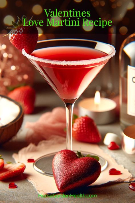 Love Martini Recipe - A Valentines Day Cocktail Favorite Love Martini, Expresso Martini, Citrus Vodka, Strawberry Hearts, Martini Recipe, Peach Schnapps, Martini Recipes, Cocktail Drinks Recipes, Coconut Rum