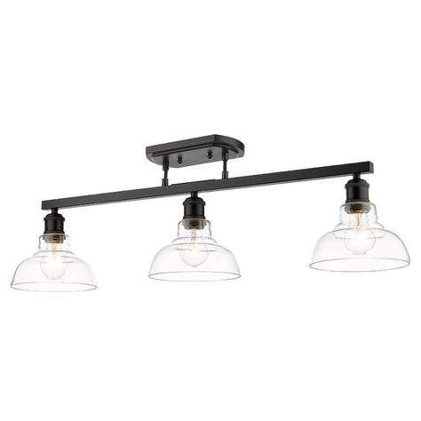 Golden Carver 0305-3SF-BLK-CLR - Semi-Flush Mount Lights - Bees Lighting Edison Bulbs, Golden Lighting, Linear Pendant, Semi Flush Mount, Sloped Ceiling, Flush Mount Ceiling, Flush Mount Ceiling Lights, Ceiling Light Fixtures, Kitchen Lighting