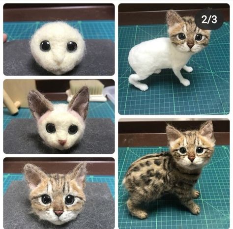 Needle Felting Cat Tutorial, Cat Felting, Wool Felting Animals, Felt Cats, Needle Felting Tutorial, Needle Felted Cat, Needle Felting Diy, Quilt Modernen, Felted Wool Crafts