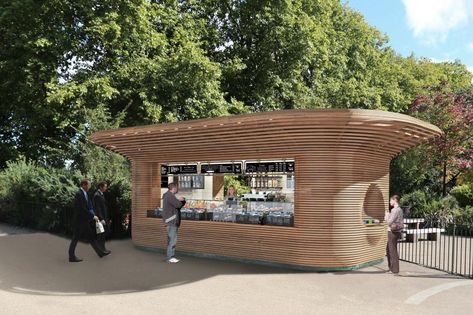 The “nondescript wooden box” coffee kiosks in the Royal Parks are to get a Grand Designs-style makeover in the biggest overhaul of catering in central London’s open spaces in a generation. Nine ageing kiosks in Hyde Park, Green Park and St James’s Park will be scrapped and replaced by “handcrafted” structures during the autumn under a new 10-year contract worth almost £80 million. Urban Design Graphics, Food Park, Pocket Park, Cafe Seating, Outdoor Park, Royal Park, Garage House Plans, Kiosk Design, Family Brand