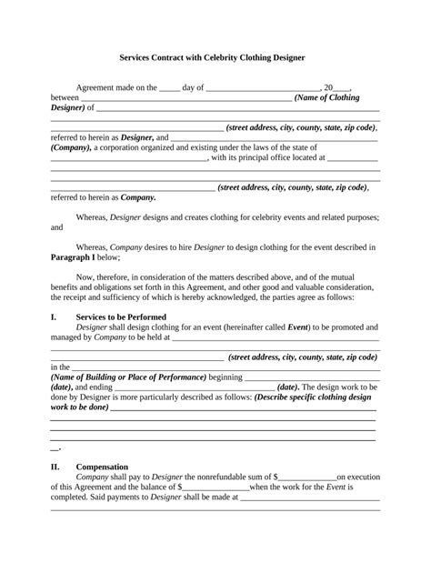 Example Of Fashion Designer Contract With Client Free Font Websites, Contract Signing, Design Contract, Free Handwritten Fonts, Best Fashion Designers, Blank Templates, Hospitality Uniform, Contract Agreement, Unique T Shirt Design