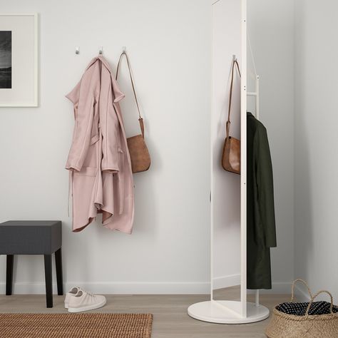 VENNESLA Floor mirror, white, 17 3/4x69 7/8" - IKEA New Closet Ideas, Ivar Regal, Ikea Mirror, Ikea Ivar, Ikea Website, Clothes Stand, Clothes Rail, Online Checks, Coat Stands