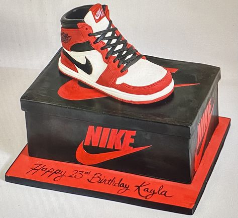 Nike Cake, Jordan Cake, Happy 23rd Birthday, Fortnite Birthday, Basketball Cake, Shoe Cake, Birthday Cakes For Men, 23rd Birthday, Candy Cake