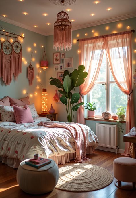 Boho Bedroom For Teens Teenage Boho Bedroom, Teen Boho Bedroom Ideas, Teenager Room Ideas, Boho Teenage Girl Bedrooms, Bohemian Girls Bedroom, Bedroom For Teens, Teen Girl Wall Decor, Boho Room Inspiration, Bedroom Ideas For Teens