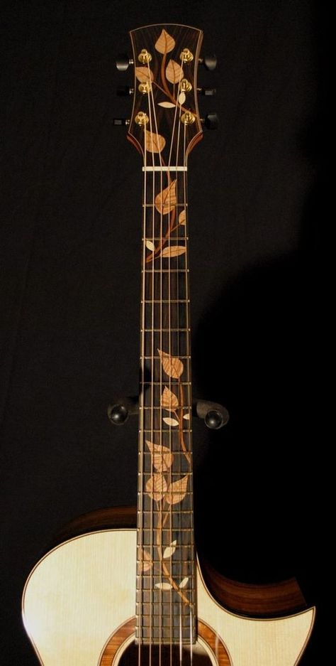 Acoustic Guitar Art, Custom Acoustic Guitars, Music Essentials, Guitar Inlay, Instruments Art, Guitar Ideas, Guitar Chords And Lyrics, Guitar Obsession, Guitar Painting