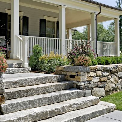 Front Porch Stairs, Stone Porches, Front Porch Steps, Porch Stairs, Front Door Steps, Porch Kits, Traditional Porch, Entry Stairs, Building A Porch