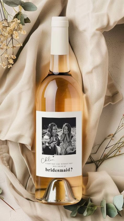 Photo Bridesmaid Wine Label Template, Maid Of Honor Label, Custom Bridesmaid Wine Label, Wine Label Template, Bridesmaid Wine Label, Bridesmaid Wine, Design Edit, Wine Bottle Labels, Wine Labels, Label Templates, Wine Label, Event Styling