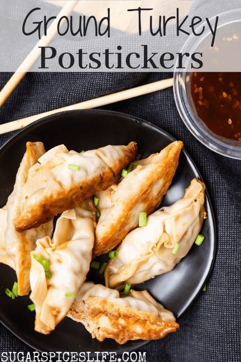 Turkey Potstickers, Pot Stickers Recipe, Seasoned Turkey, Turkey And Dumplings, Potstickers Recipe, Ground Turkey Recipes Easy, Turkey Pot, Turkey Dinner, Dumpling Recipe