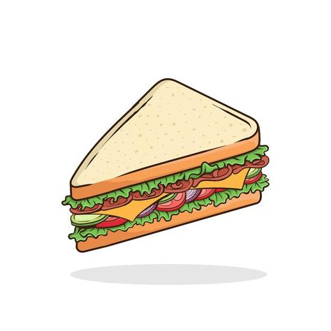 Cartoon Food Drawings, Sandwich Cartoon, Sandwich Vector, Sandwich Drawing, Cartoon Noses, Sandwich Pictures, Photo Kawaii, Cute Cartoon Food, Food Illustration Design