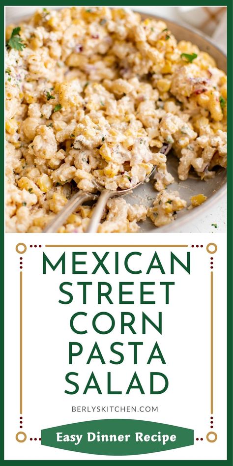 Spoons in a bowl of Mexican Street Corn Pasta salad. Mexican Street Corn Macaroni Salad, Mexican Street Corn Pasta Salad Recipe, Elote Pasta Salad, Mexican Macaroni Salad, Mexican Street Corn Pasta Salad, Mexican Street Corn Pasta, Street Corn Pasta Salad, Street Corn Pasta, Healthy Shake