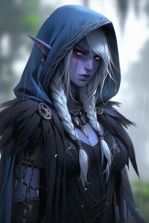 Half Drow Female, Shadar Kai Female, Drow Rogue, Elf Characters, Female Elf, Elf Art, Dungeons And Dragons Characters, Dnd Art, Dark Elf