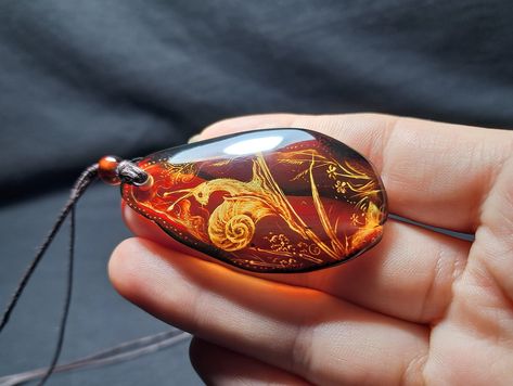 Amber pendant Snail Moon Face, Amber Pendant, Pendant Necklaces, Hippie Boho, Necklace Lengths, Amber, Handmade Items, Necklaces, Ships