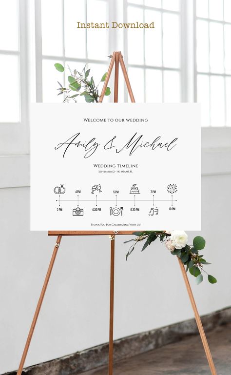 Wedding Welcome Sign Itinerary, Wedding Time Line Sign, Wedding Schedule Of Events, Party Schedule, Wedding Entrance Sign, Schedule Of Events, Timeline Template, Wedding Schedule, Wedding Poster