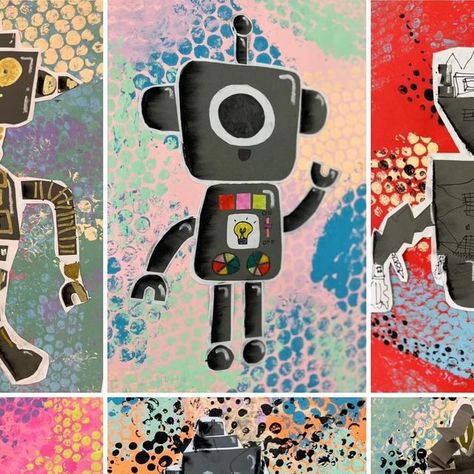 Art At Greenvale | 3rd grade classes had so much fun creating these adorable little robot collages! 🤖  After coming up with their own robot design (thank... | Instagram Art Ideas For 3rd Grade, Robot Art Project, Paper Collage Art Ideas, Robots Art, Teaching Art Elementary, Third Grade Art, School Art Activities, Childhood Art, Middle School Art Projects