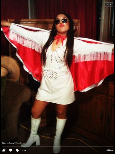 Halloween Costume !! DIY Elvis is Back!! Elvis Fancy Dress Women, Elvis Costume Womens, Female Elvis Costume Diy, Elvis Costume Ideas, Diy Elvis Costume, Elvis Couple Costume Priscilla Presley, Elvis Jailhouse Rock Costume, Elvis Costume, Dress Up Boxes