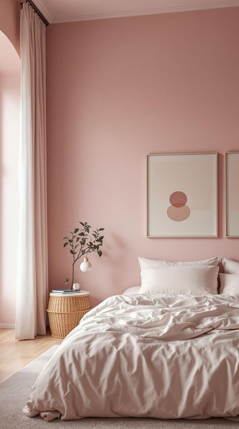 Pink Bedroom Ideas Blush Bedroom Walls, Romantic Pink Bedroom, Bright Pink Bedroom, Minimalist Pink Bedroom, Pink Bedroom Inspirations, Design A Bedroom, Bedroom Designs For Couples, Pink Bedroom Walls, Blush Bedroom