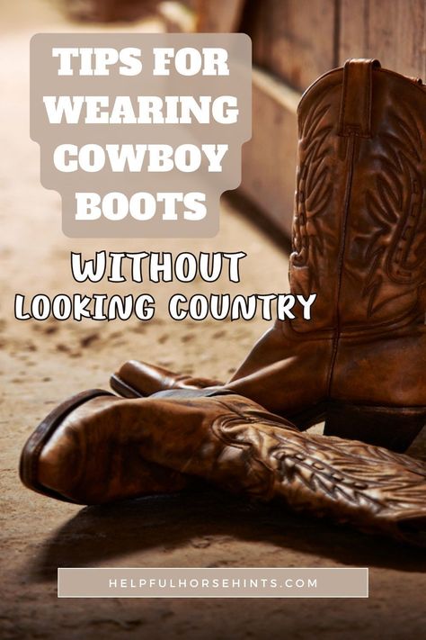 Cowboy boots come in unique styles and types. Cowboy boots versatility makes them unique and worth wearing with your everyday outfit. Pairing your cowboy boots with the wrong outfit can leave you looking like a countryman or countrywoman. Our detailed guide gives you some timely tips on how to wear cowboy boots without looking country. #tips #cowboyboots #outfit #mens #horse #aesthetic #helpfulhorsehints Mens Cowboy Boots Outfit Formal, Mens Cowboy Boots Outfit, Cowboy Boots Aesthetic, How To Wear Cowboy Boots, Bright Colored Outfits, Horse Riding Tips, Cowboy Shoes, Brown Cowboy Boots, Roper Boots