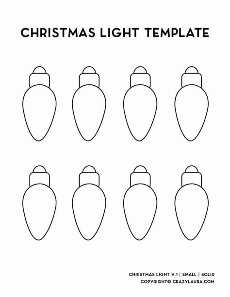 If you're making DIY holiday decorations or want to make your own garland, check out these free Christmas light bulb template printables and cut out stencils! Christmas Light Bulb Template, Christmas Light Template, Light Bulb Printable, Light Bulb Template, Christmas Lights Drawing, Diy Holiday Decorations, Light Template, Light Bulb Drawing, Christmas Light Bulbs