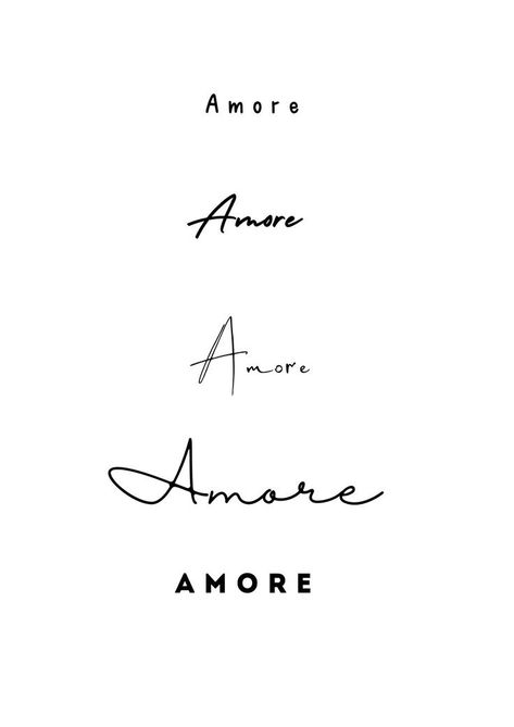 Amore Tattoos For Women, Mon Amour Tattoo, Amor Tattoos For Women, Amore Tattoo Fonts, Marriage Tattoos, Amor Tattoo, Arm Tattoos Drawing, Italian Tattoos, Cute Simple Tattoos