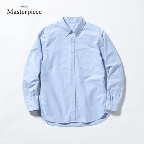 Classic style. Durable design. The UNIQLO Masterpiece Oxford Long Sleeve Shirt. #menswear #masterpiece #shirt #oxford #style Oxford Shirt, Uniqlo, Denim Button Up, Button Up Shirts, Classic Style, Oxford, Long Sleeve Shirts, Mens Tops, Long Sleeve