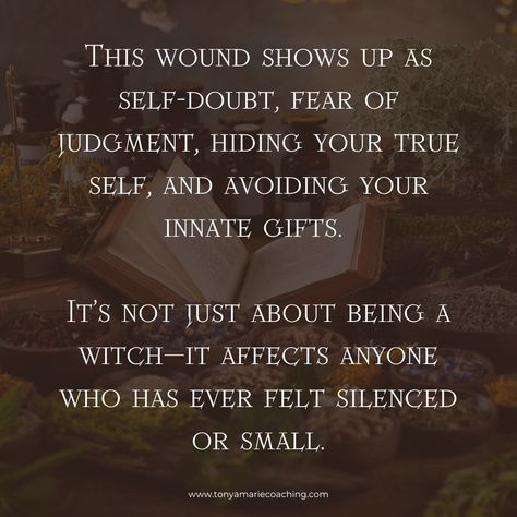 Have you ever felt like you’re holding back, afraid to fully step into your power? That might be the Witch Wound at work. 🌑 The Witch Wound is a deep-rooted fear and trauma passed down through generations. It’s the fear of being seen, the fear of your own power, and the fear of being persecuted for who you truly are. This wound manifests in many ways: self-doubt, fear of judgment, hiding your true self, and avoiding your innate gifts. It’s not just about witchcraft—it affects anyone who has... Witch Wound, Step Into Your Power, True Self, The Fear, The Witch, Alchemy, Self Care, Like You, Witch