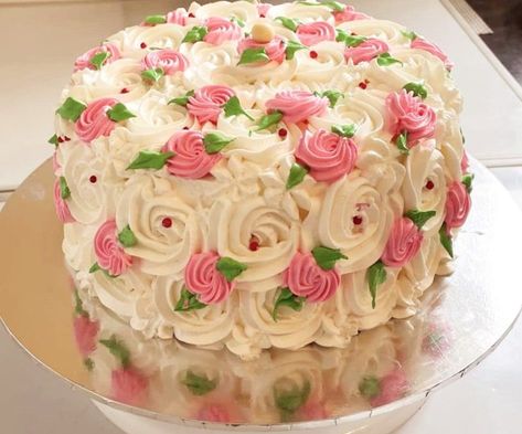 White Rosette Cake, 2 Tier Cake, Rosette Cake, Christmas Cake Designs, White Chocolate Ganache, Cake Lover, My True Love, Cool Cakes, Cake Cupcakes