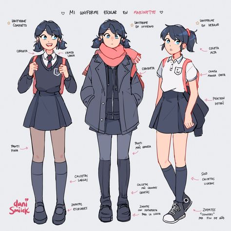 Image tagged with my school uniform in marinette, miraculous, doodle – @danismilek on Tumblr Marinette Outfits Inspiration, Bluelock Oc, Library Clothes, Space Dnd, Animated Clothing, Marinette Miraculous, Academy Uniforms, Animated Clothes, Marvel Dr