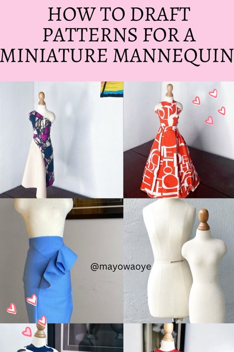 How to draft patterns for a miniature mannequin Miniature Mannequin, Mannequin Diy, Miniature Sewing, Pattern Drafting Tutorials, Miniature Dress, Bodice Pattern, Sewing Doll Clothes, Scale Pattern, Body Form