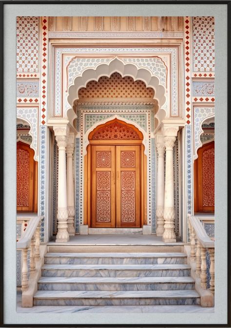 Indian Door Illustration, Mughal Buildings, Indian Windows, Desi Architecture, Jharokha Art, Islamic Building, Chaos Painting, Modern Arabic Interior, Veer Zaara