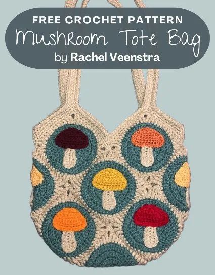 Free Crochet Pattern Mushroom Tote Bag • Free Crochet Patterns Crochet Mushrooms, Mushroom Tote Bag, Mushroom Bag, Crochet Mushroom, Crochet Blanket Designs, Granny Square Bag, Crochet Diy, Crochet Tote, Halloween Crochet