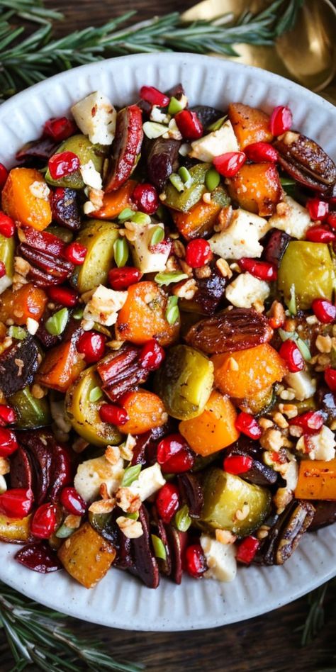 Brighten up your holiday table with this delicious roasted winter vegetables recipe! A festive, healthy, and easy Christmas side dish full of flavor. #ChristmasCooking #WinterVeggies #HealthyHolidayRecipes Vegetables For Christmas Dinner, Christmas Vegetable Recipes, Christmas Vegetable Dishes, Christmas Vegetables Side Dishes, Winter Vegetables Recipes, Christmas Dinner Side Dishes, Christmas Dinner Sides, Vegetarian Holiday Recipes, Christmas Vegetables