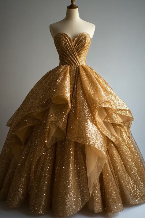 Gold Fairytale Dress, Golden Princess Dress, Golden Quinceanera Dresses, Gold Princess Dress, Golden Wedding Dress, Gold Ball Gown, Poofy Dress, Pretty Quinceanera Dresses, Gold Prom Dresses