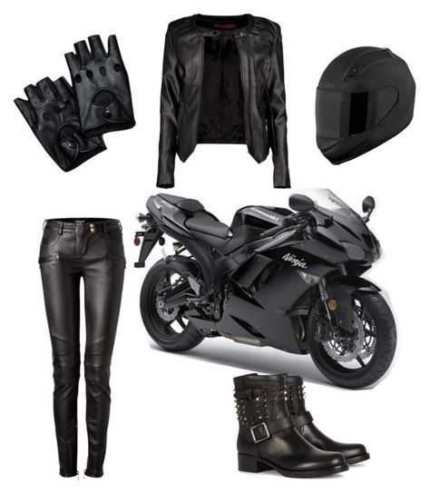 "Biker girl" by anamarija-mikek on Polyvore Moto Outfit Women, Biker Girl Aesthetic Outfits, Female Biker Outfit, Motorcycle Outfits For Women, Motorbike Aesthetic, Bikers Outfit, Biker Chick Outfit, Bike Outfit, Biker Girl Outfits