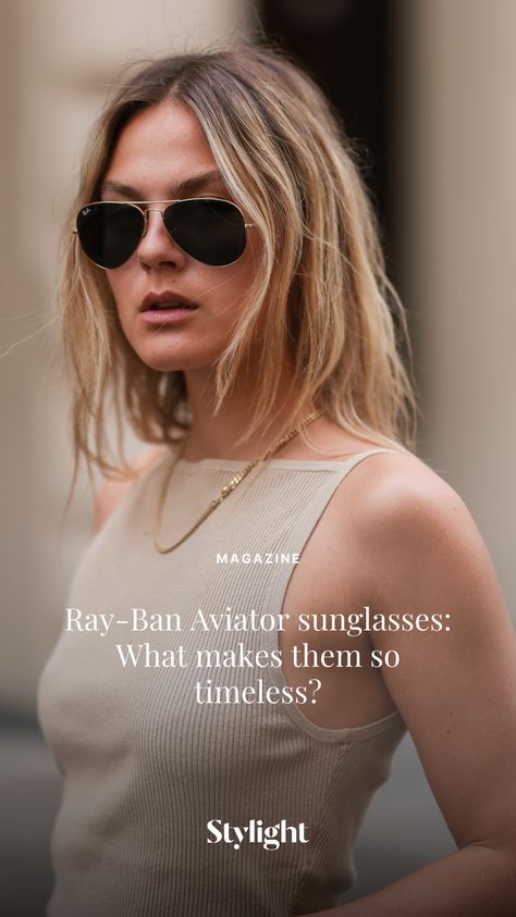 What makes Ray-Ban Aviator sunglasses so iconic? Discover the history and the reasons why Aviators have become one of the most famous sunglasses of all time! 

#aviators #sunglasses #Rayban #aviatorsunglasses Famous Sunglasses, Aviators Sunglasses, Ray Ban Aviator, Iconic Fashion, Ray Ban Aviators, Fashion Icon, Fashion Items, Aviator Sunglasses, The History