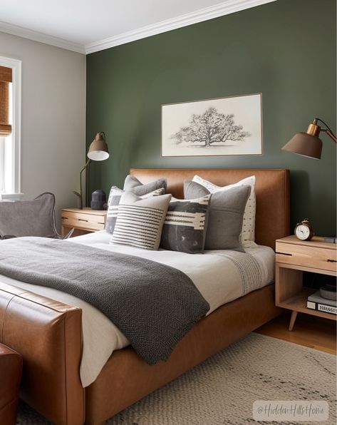 Shop Andes Leather Bed and other curated products on LTK, the easiest way to shop everything from your favorite creators. Masculine Twin Bedroom, Interior Design Masculine, Teen Bedroom Green, Brown Leather Bed, Boys Bedroom Green, Boys Space Bedroom, Green Boys Room, Teen Boy Bedroom Decor, Masculine Bedroom Design