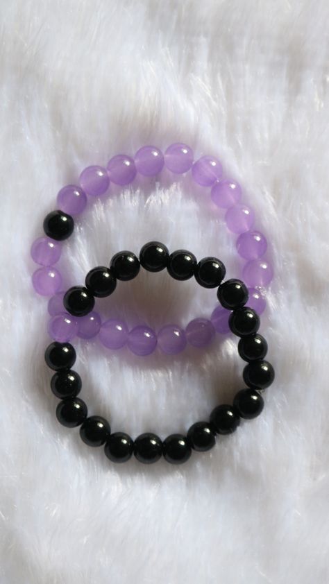 Fuseme Matching Bracelets For Couples Diy Beads, Braslet Ideas Cute, Cute Bracelets Diy Beads, Black Bracelet Ideas, Bracelet Ideas Glass Beads, Purple Bracelet Ideas, Couple Bracelet Ideas, Bracelet Ideas Aesthetic, Bracelet Ideas Beads