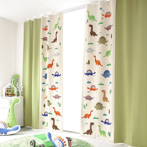 How to decorate boys' room with dinosaur series? Boys Room Curtains, Boys Curtains, Nursery Dinosaur, Animal Print Nursery, Baby Room Curtains, Kids Room Curtains, Dinosaur Room Decor, Dinosaur Room, Kids Room Paint