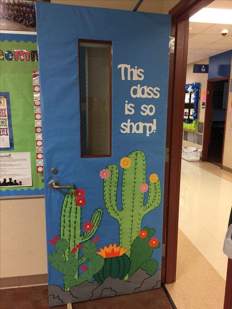 Cactus classroom door decoration! Classroom Door Displays, Classroom Door Decor, Cactus Classroom, Teacher Doors, School Doors, Classroom Decor Themes, 4th Grade Classroom, Door Decorations Classroom, New Classroom