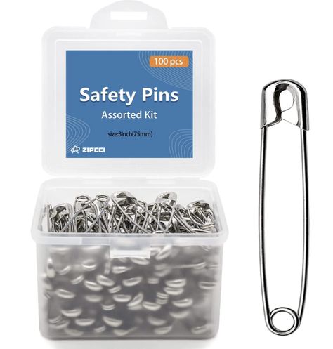 ZIPCCI 3 inch Safety Pins, 100 Pcs Safety Pins Heavy Duty, Large Safety Pins, Steel Wire Wire Structure, Bali Decor, Pins Fashion, Fix Clothing, Large Safety Pin, Sewing Pins, Hand Sewing Needles, Home Sewing, Sewing Needles