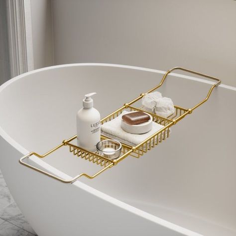 From Lusso Concrete Bath, Bath Rack, Wet Room Shower, Freestanding Vanity Unit, Gold Bathroom Accessories, Gold Bath, Bath Tray, Tile Accessories, Marble Bath