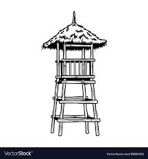 Black wooden lifeguard tower Royalty Free Vector Image Retro Template, Lifeguard Tower, Illustration Vintage, Tropical Vacation, Transparent Png, Free Vector Images, Music Festival, Png Images, Beach House